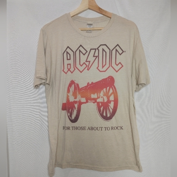 Anthill Rockwear ACDC Shirt Graphic Tee Cream Ombre Orange 2005 Unisex Rock - Picture 2 of 7